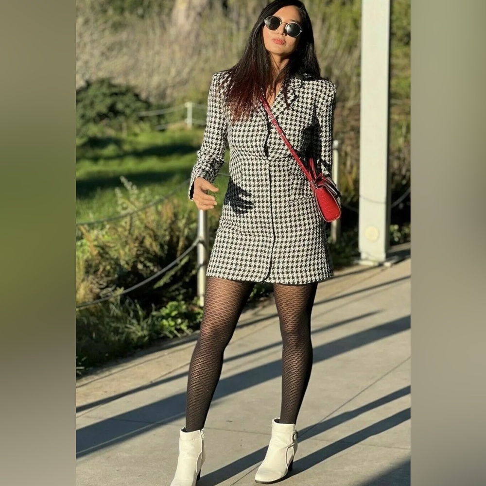 Zara Houndstooth Blazer Mini Dress size M NEW with tags - Picture 5 of 16